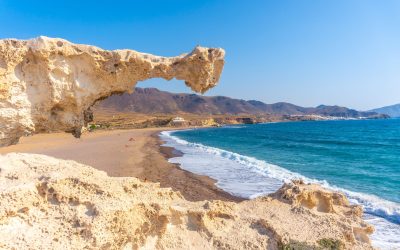 The Los Escullos beach in Nijar, Andalusia. Spain, Mediterranean Sea